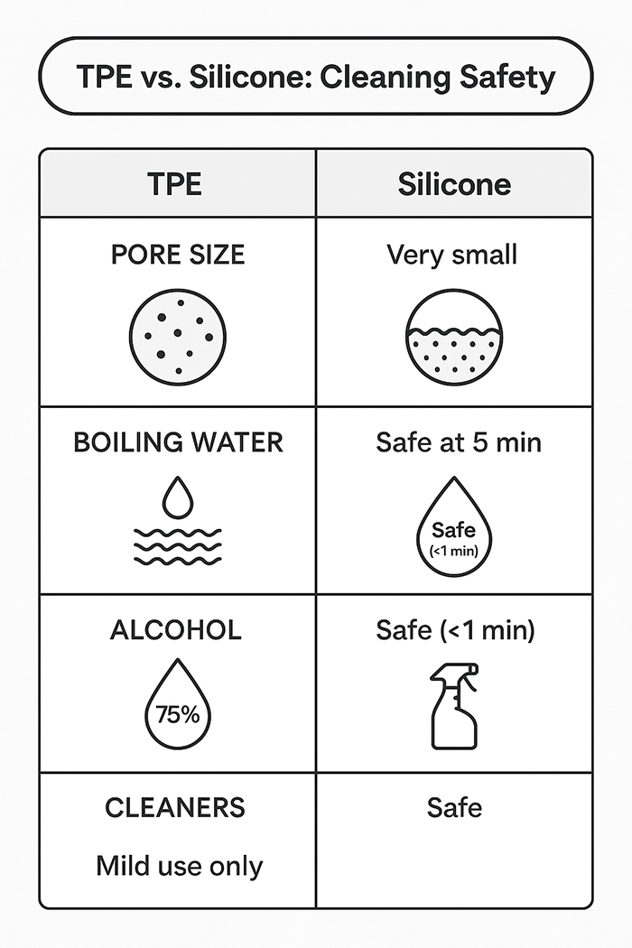 TPE vs Silicone Cleaning Safety Chart